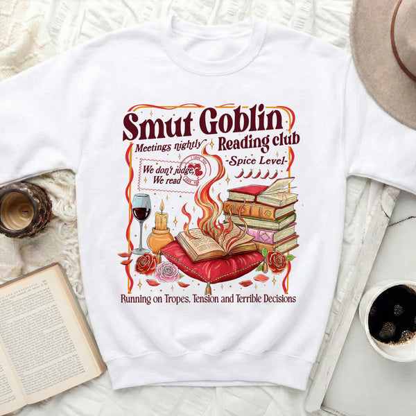 Smut Goblin Reading Club Sweatshirt in White
