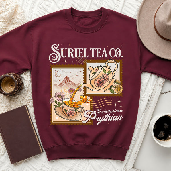 Suriel Tea Co. Hottest Tea in Prythian Sweatshirt in Maroon