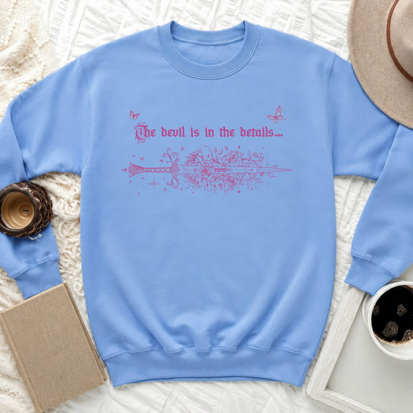 "The Devil is in the Details" Sweatshirt in Carolina Blue