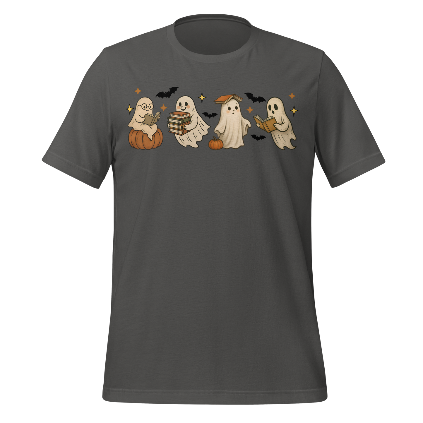 Spooky Season Ghost Reading Books Pattern Cute Tee - MagicMerchEmporium