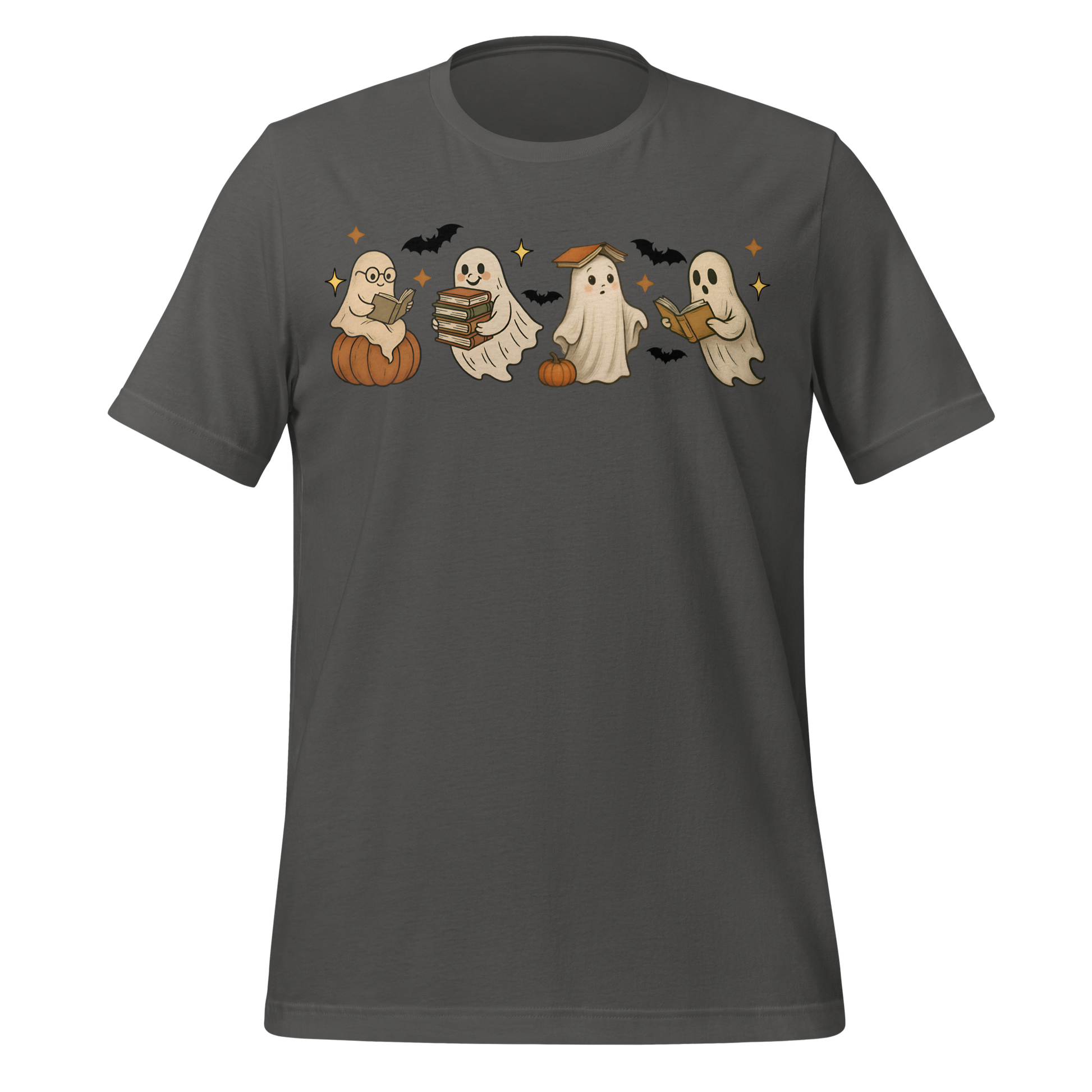 Spooky Season Ghost Reading Books Pattern Cute Tee - MagicMerchEmporium
