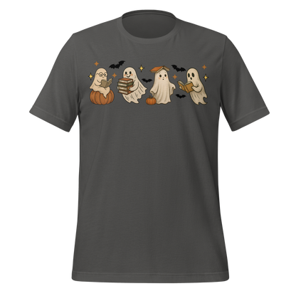 Spooky Season Ghost Reading Books Pattern Cute Tee - MagicMerchEmporium