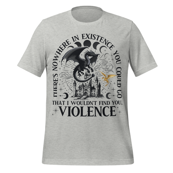 Violence Dragon Rider Iron Flame Quote Tee in Athletic Heather