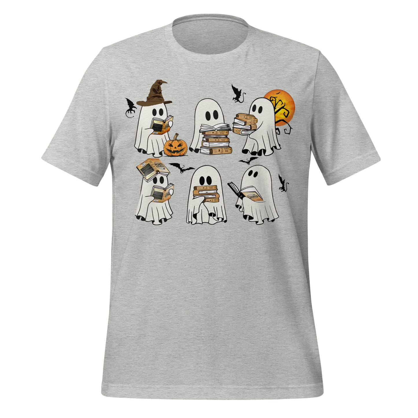 Fourth Wing Ghosts Reading Books Tee - MagicMerchEmporium