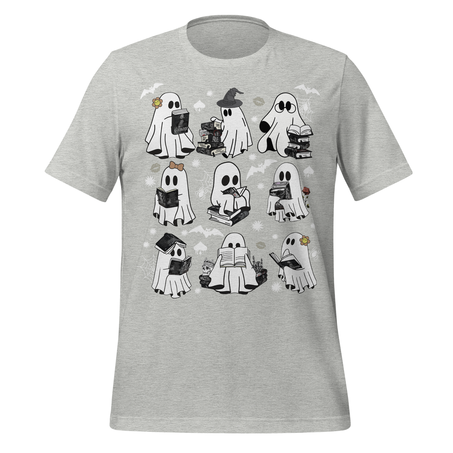 Spooky Reading Ghosts With Books Halloween Illustration Tee - MagicMerchEmporium