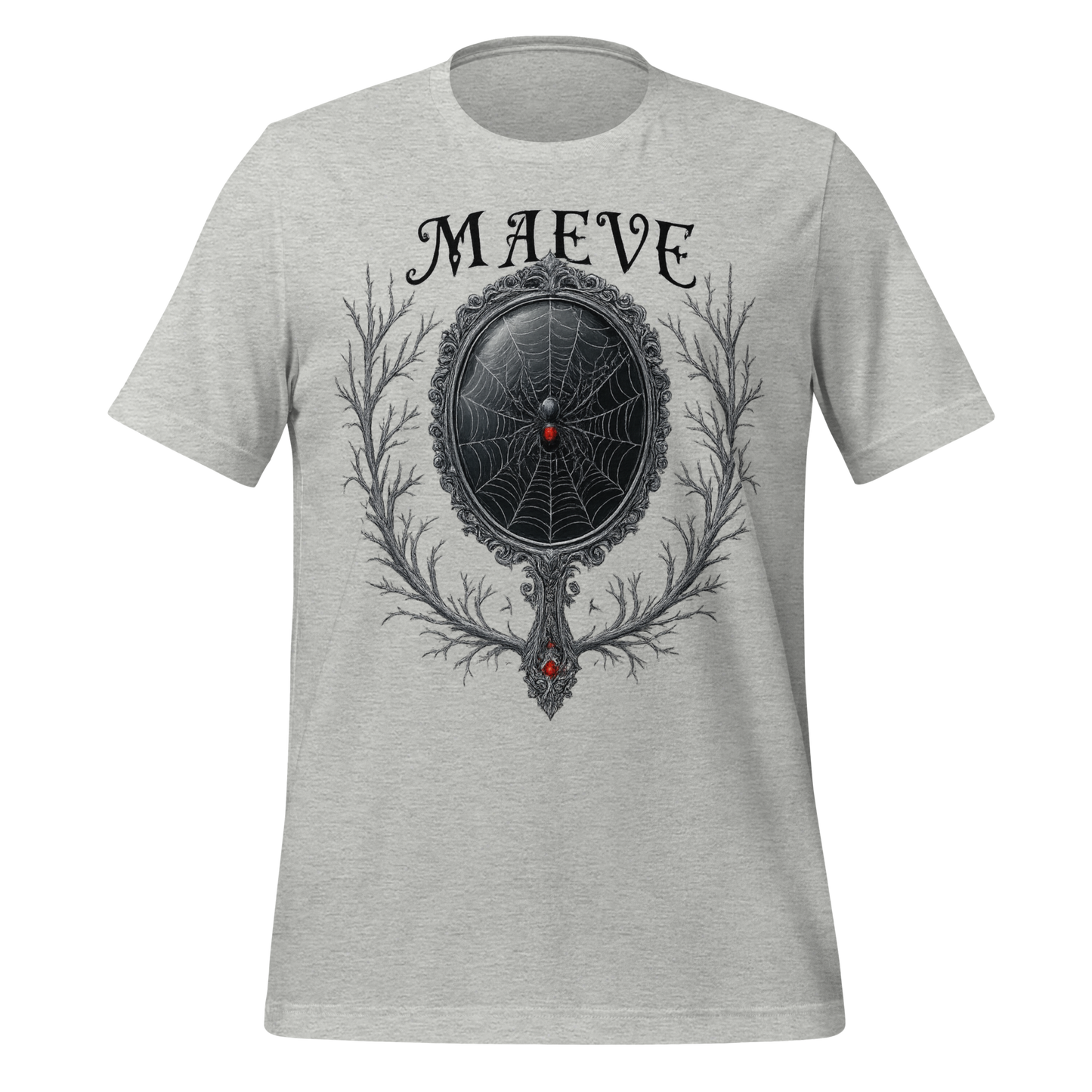 Maeve Name Design with Spider Mirror Art Spooky Tee