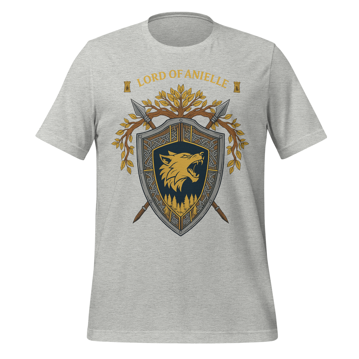 Lord Of Anielle Wolf Crest Shield Design Graphic Tee - MagicMerchEmporium