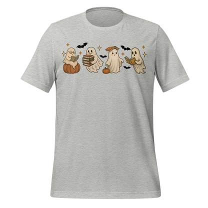 Spooky Season Ghost Reading Books Pattern Cute Tee - MagicMerchEmporium