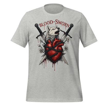 Blood-Sworn Wolf Swords Anatomical Heart Graphic Design Tee - MagicMerchEmporium