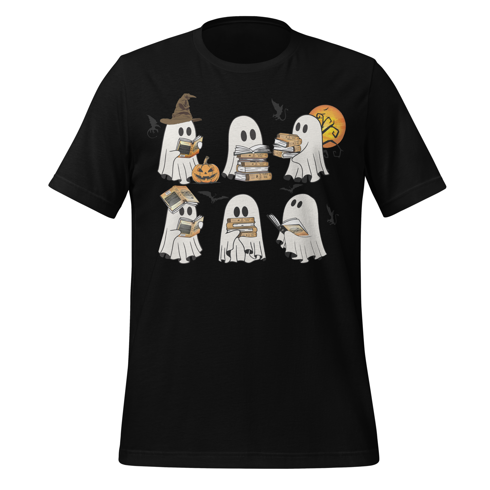 Fourth Wing Ghosts Reading Books Tee - MagicMerchEmporium