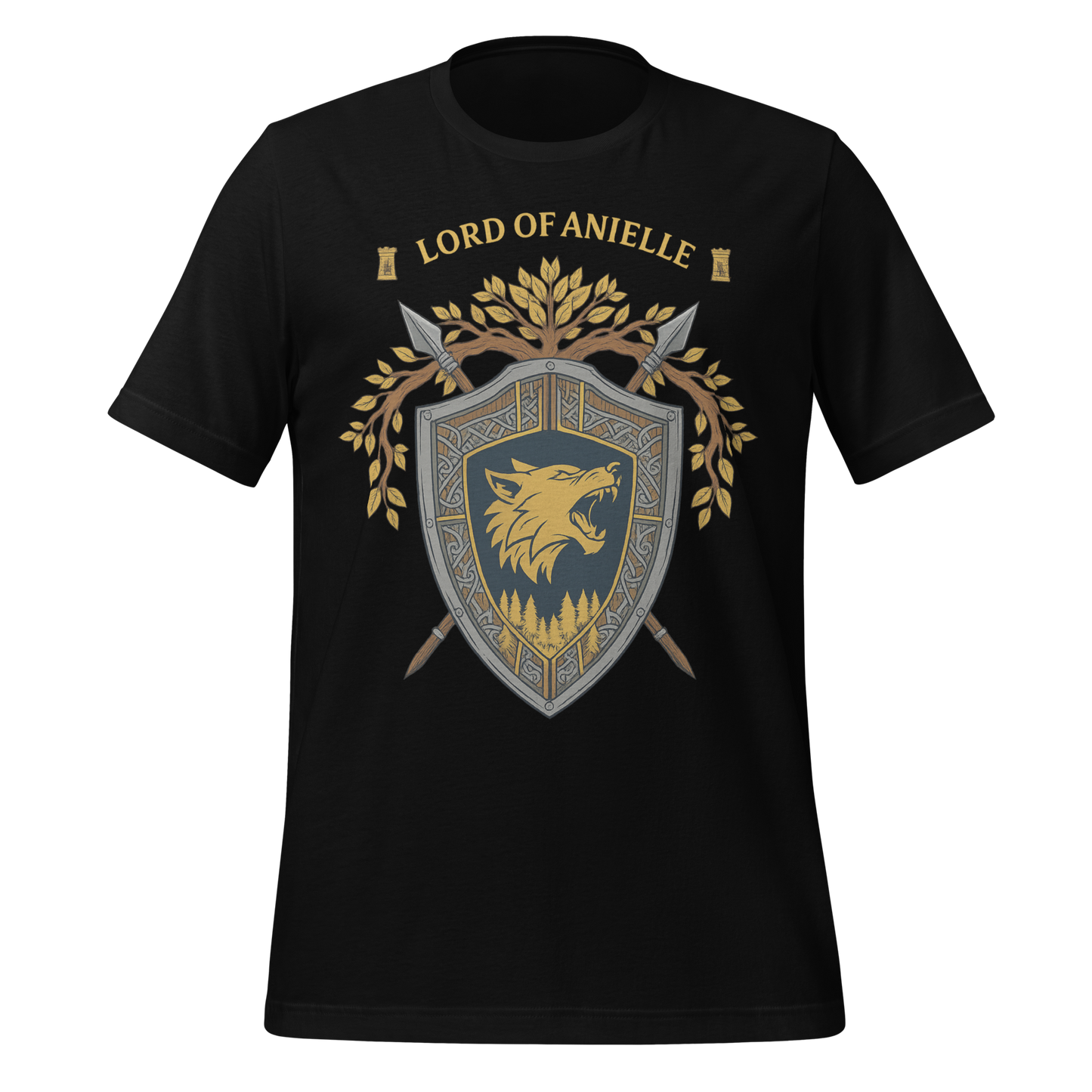 Lord Of Anielle Wolf Crest Shield Design Graphic Tee - MagicMerchEmporium
