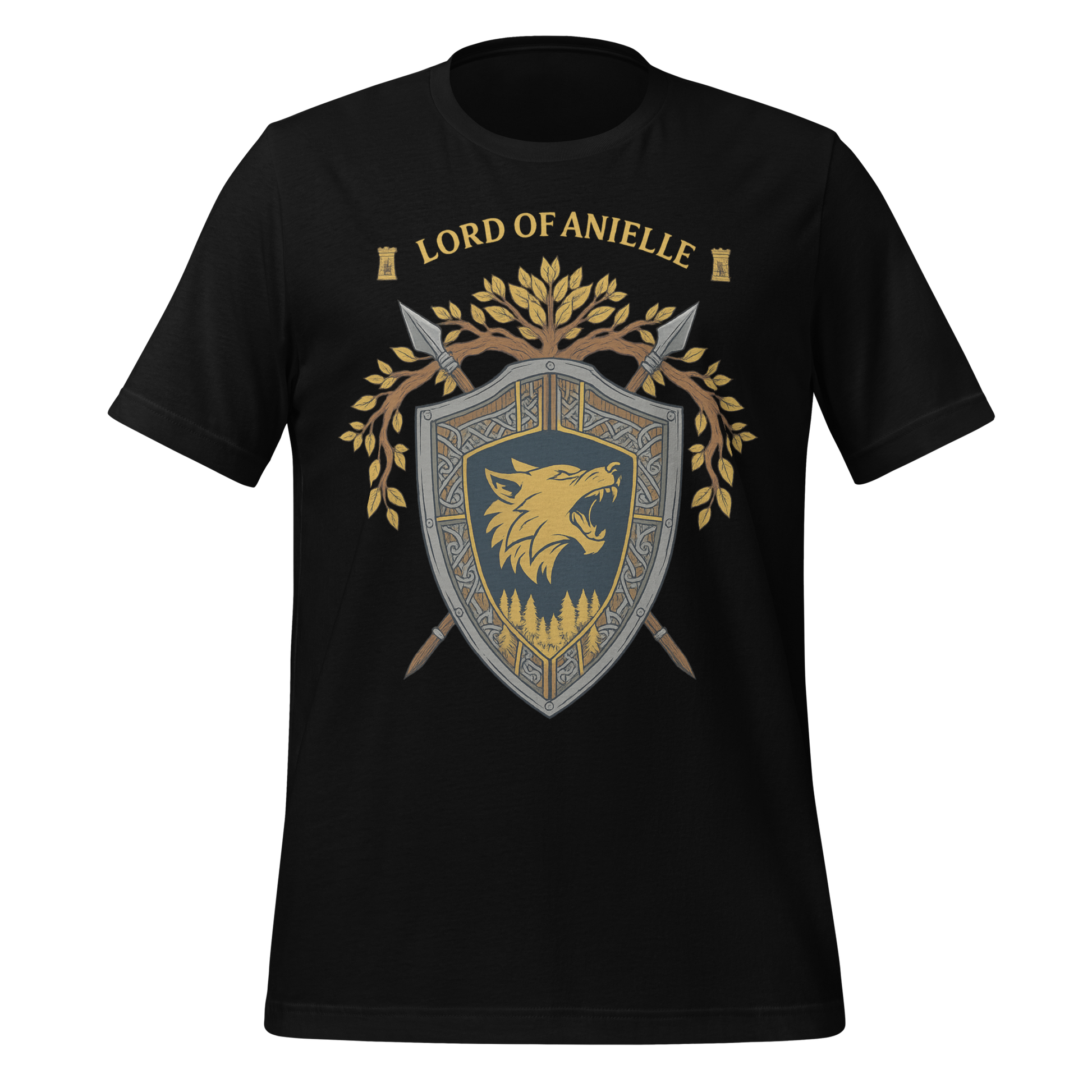 Lord Of Anielle Wolf Crest Shield Design Graphic Tee - MagicMerchEmporium