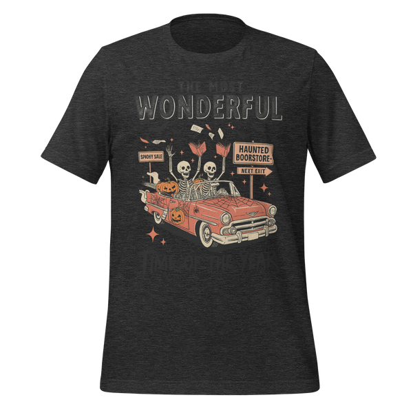 Bookish Haunted Bookstore Tee in Dark Grey Heather