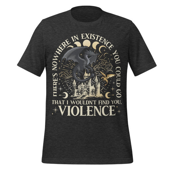 Violence Dragon Rider Iron Flame Quote Tee in Dark Grey Heather