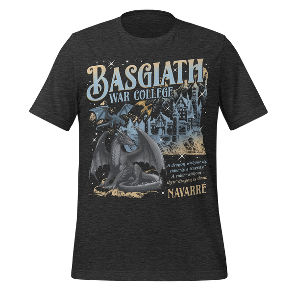 Blue Basgiath College Tee in Dark Grey Heather