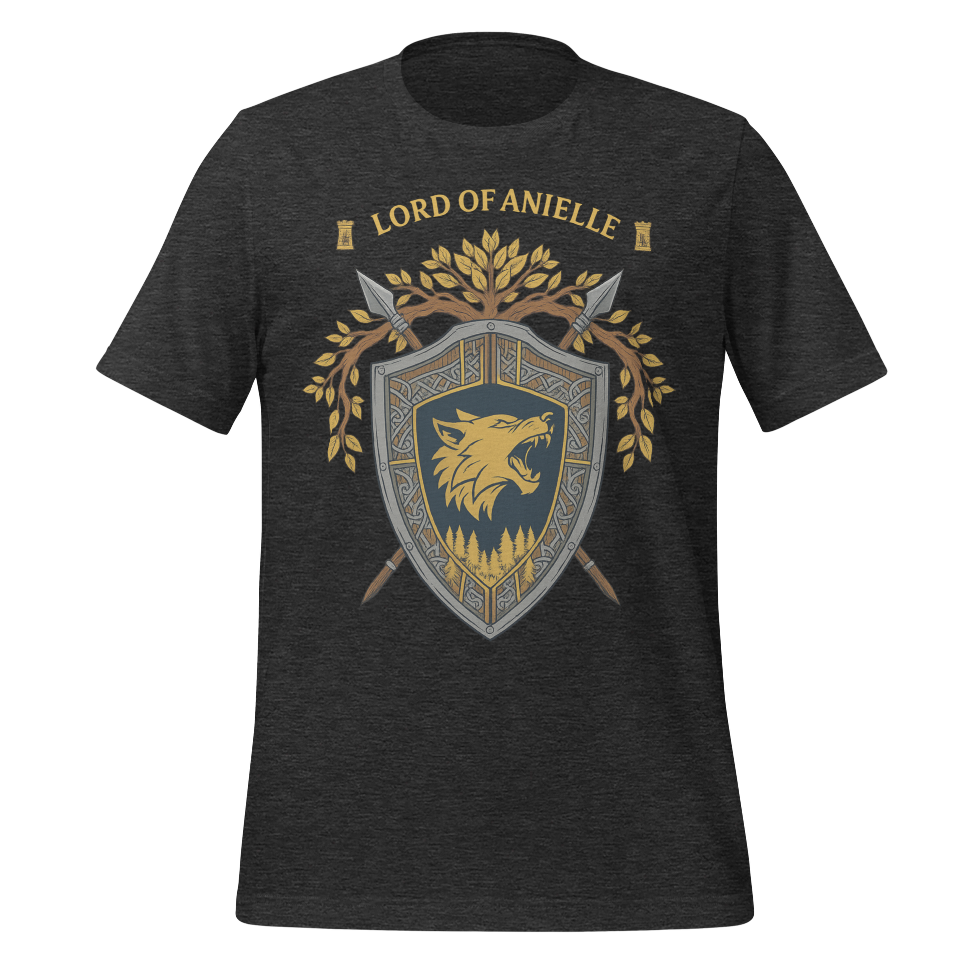Lord Of Anielle Wolf Crest Shield Design Graphic Tee - MagicMerchEmporium