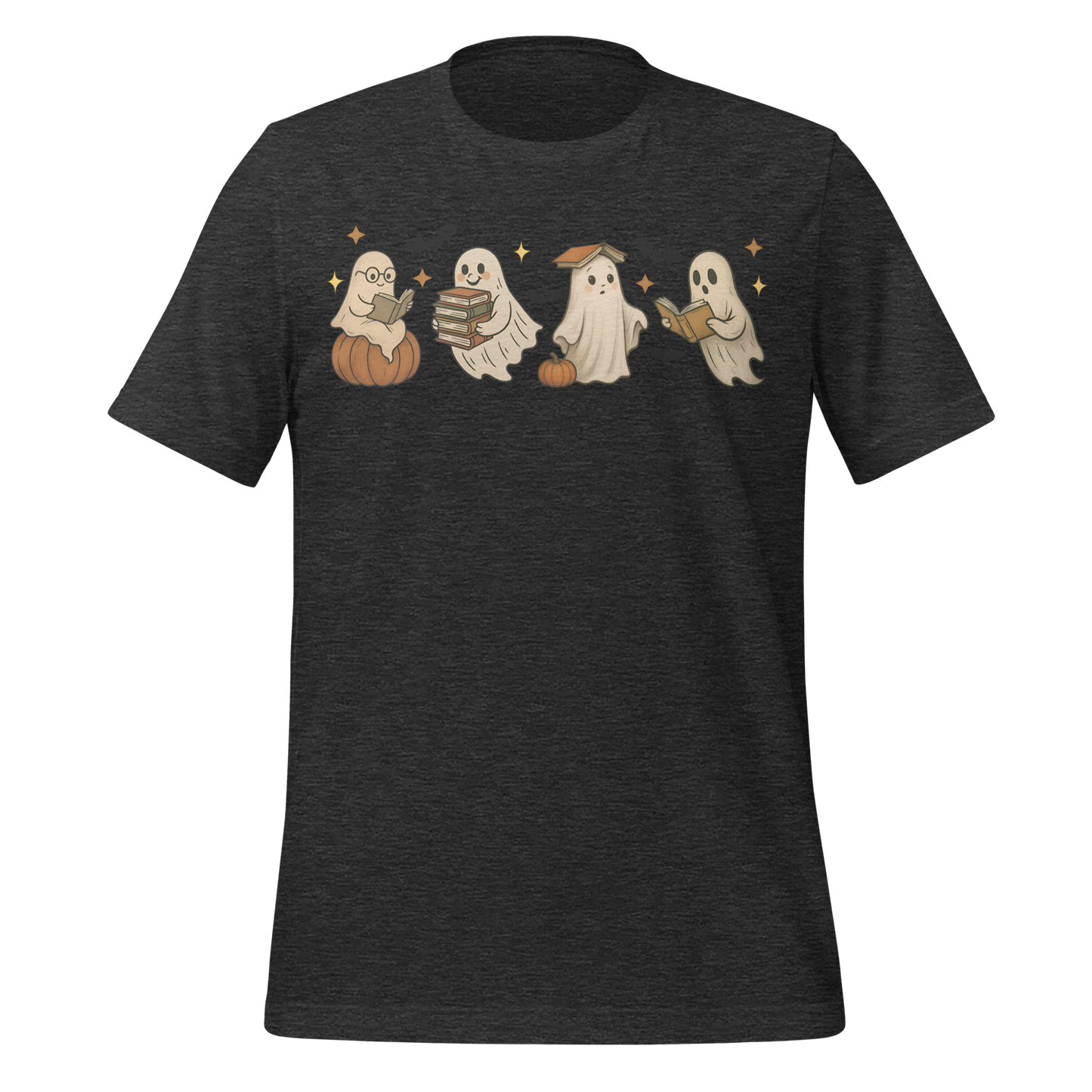 Spooky Season Ghost Reading Books Pattern Cute Tee - MagicMerchEmporium