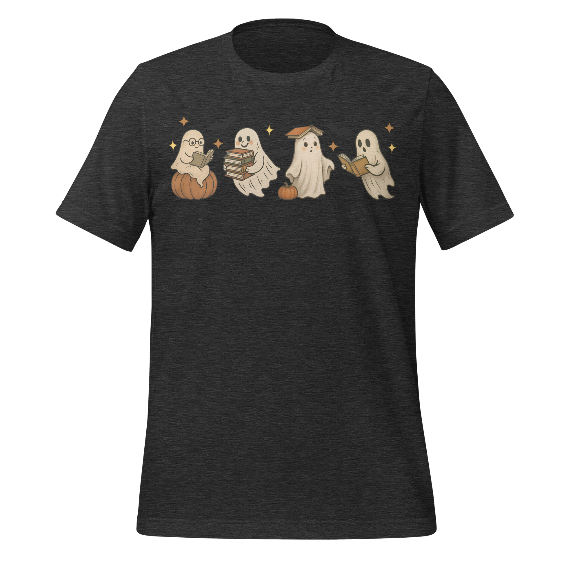 Spooky Season Ghost Reading Books Pattern Cute Tee - MagicMerchEmporium