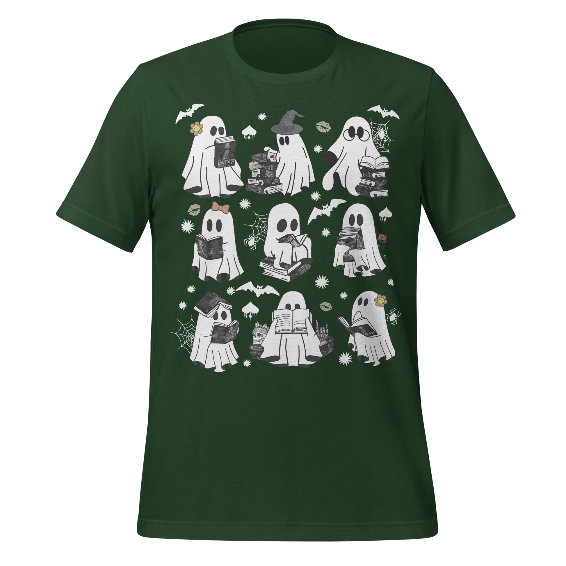 Spooky Cute Ghosts Reading Books Tee - MagicMerchEmporium