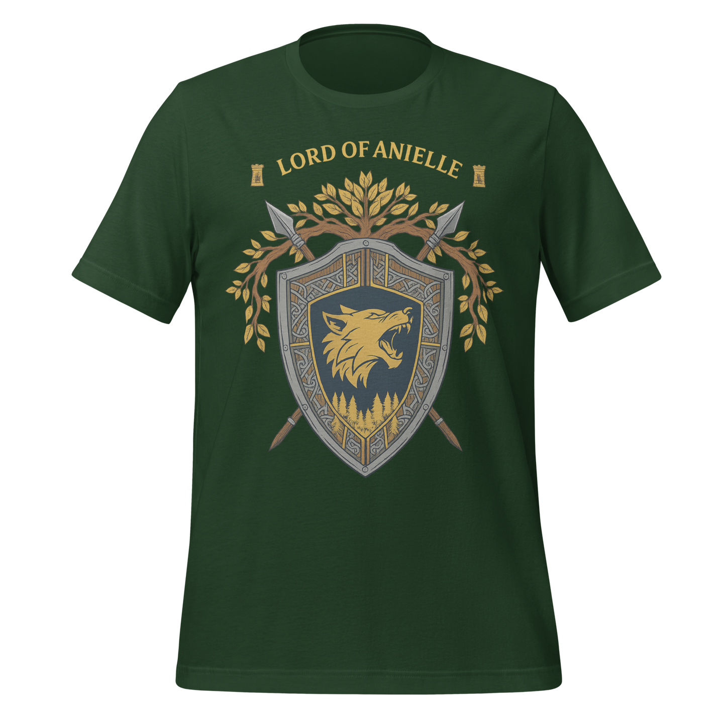 Lord Of Anielle Wolf Crest Shield Design Graphic Tee - MagicMerchEmporium