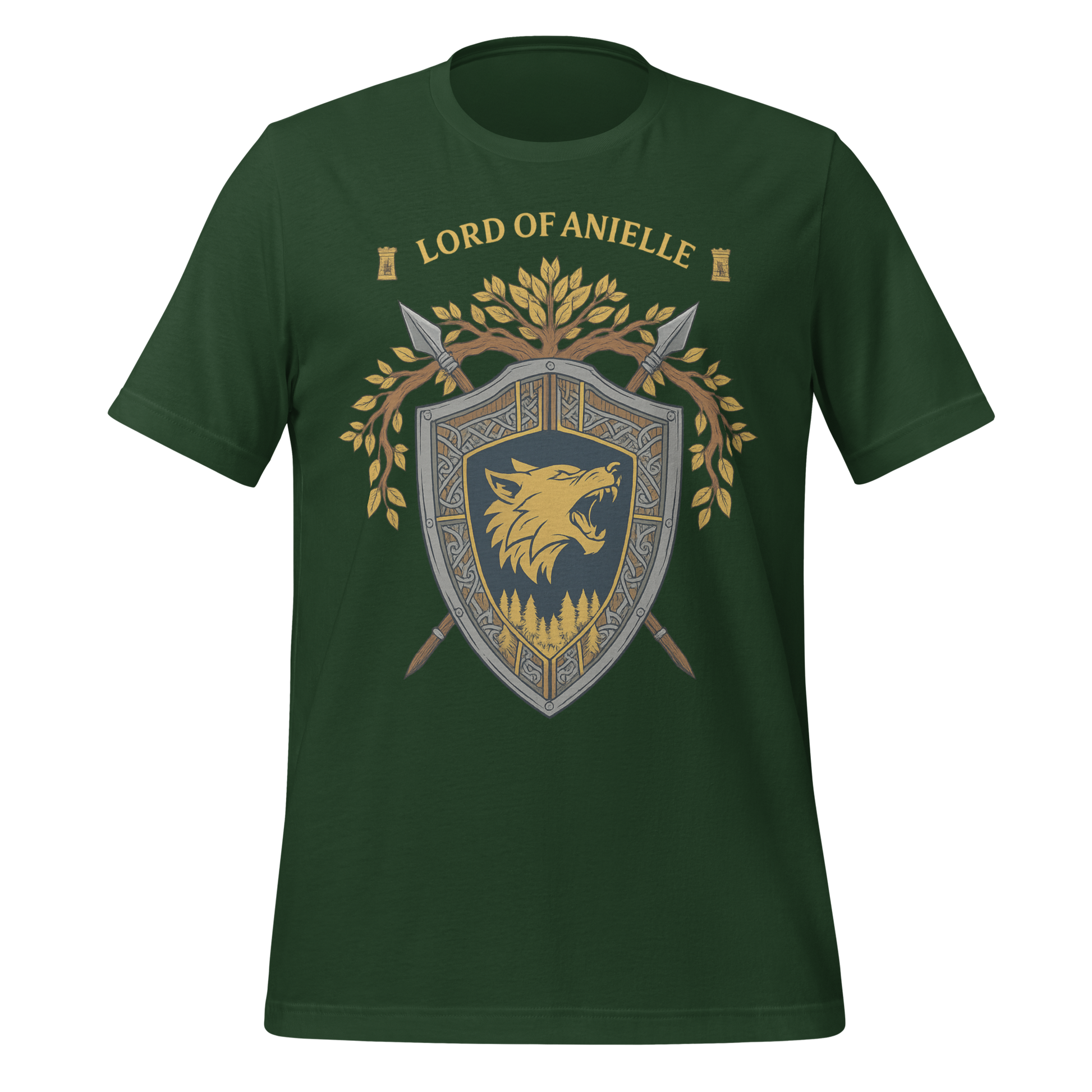 Lord Of Anielle Wolf Crest Shield Design Graphic Tee - MagicMerchEmporium