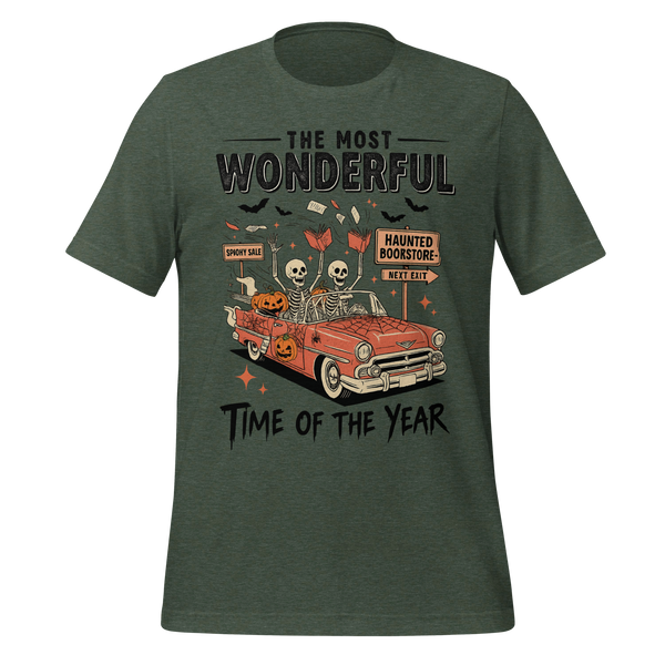 Bookish Haunted Bookstore Tee in Heather Forest