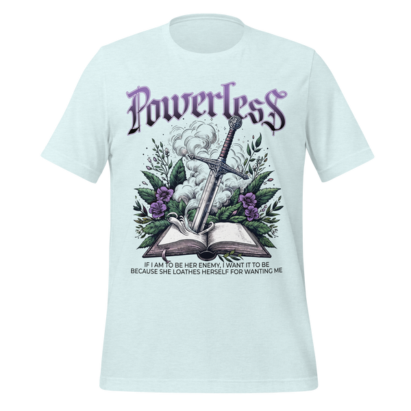 Powerless Romantasy Tee in Heather Ice Blue