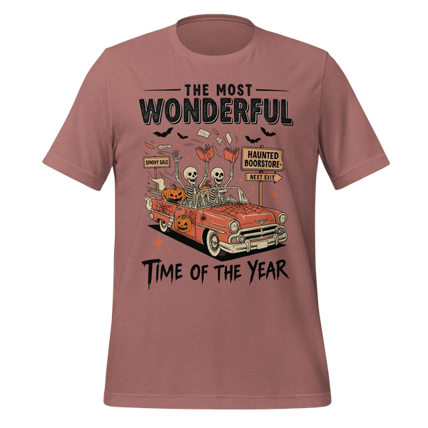 Bookish Haunted Bookstore Tee in Heather Mauve