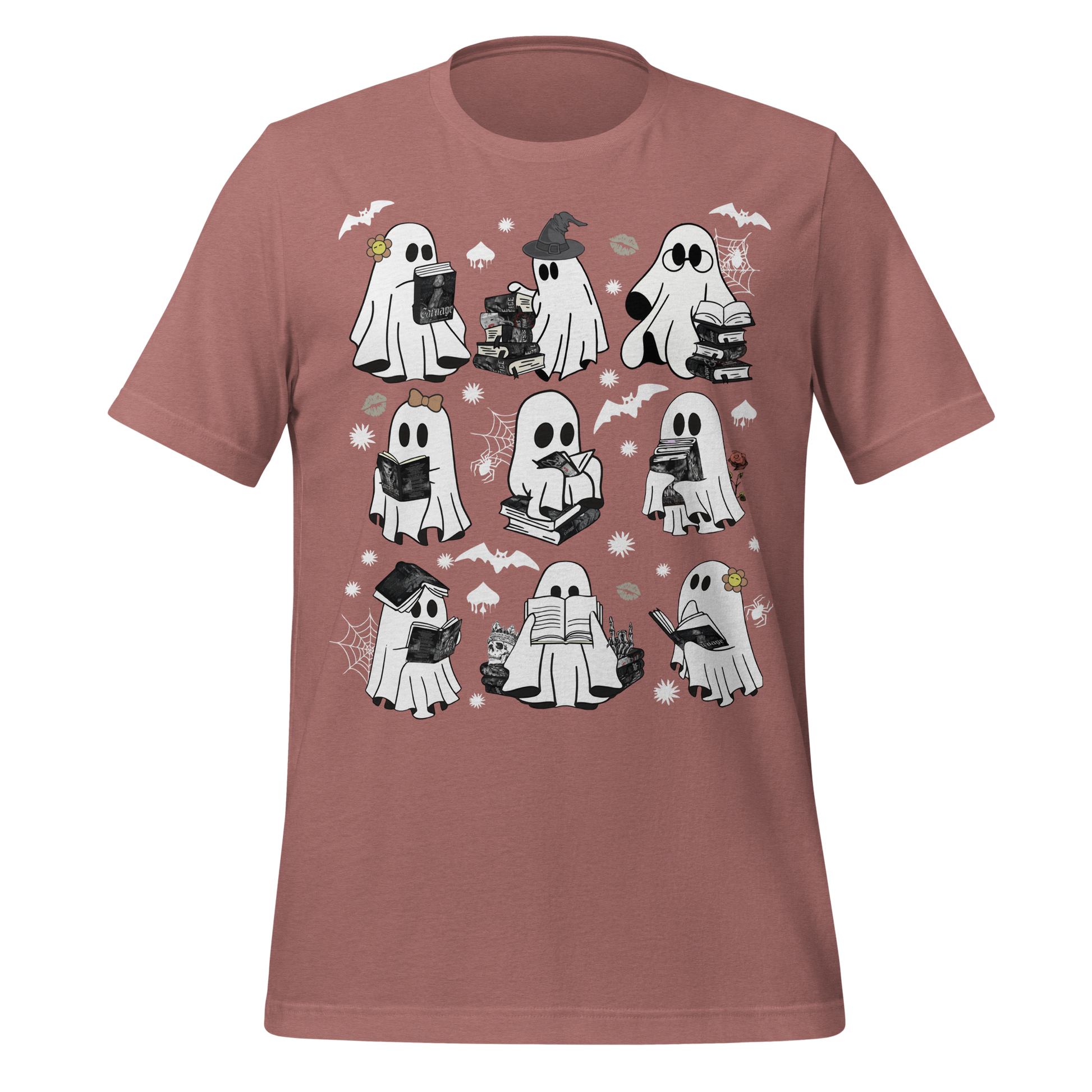 Spooky Cute Ghosts Reading Books Tee - MagicMerchEmporium