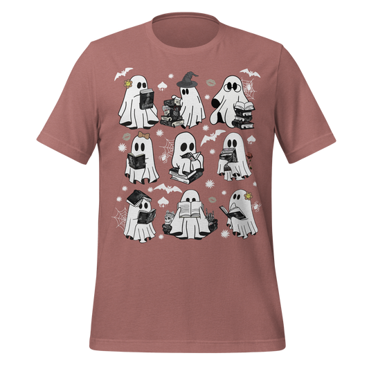 Spooky Cute Ghosts Reading Books Tee - MagicMerchEmporium