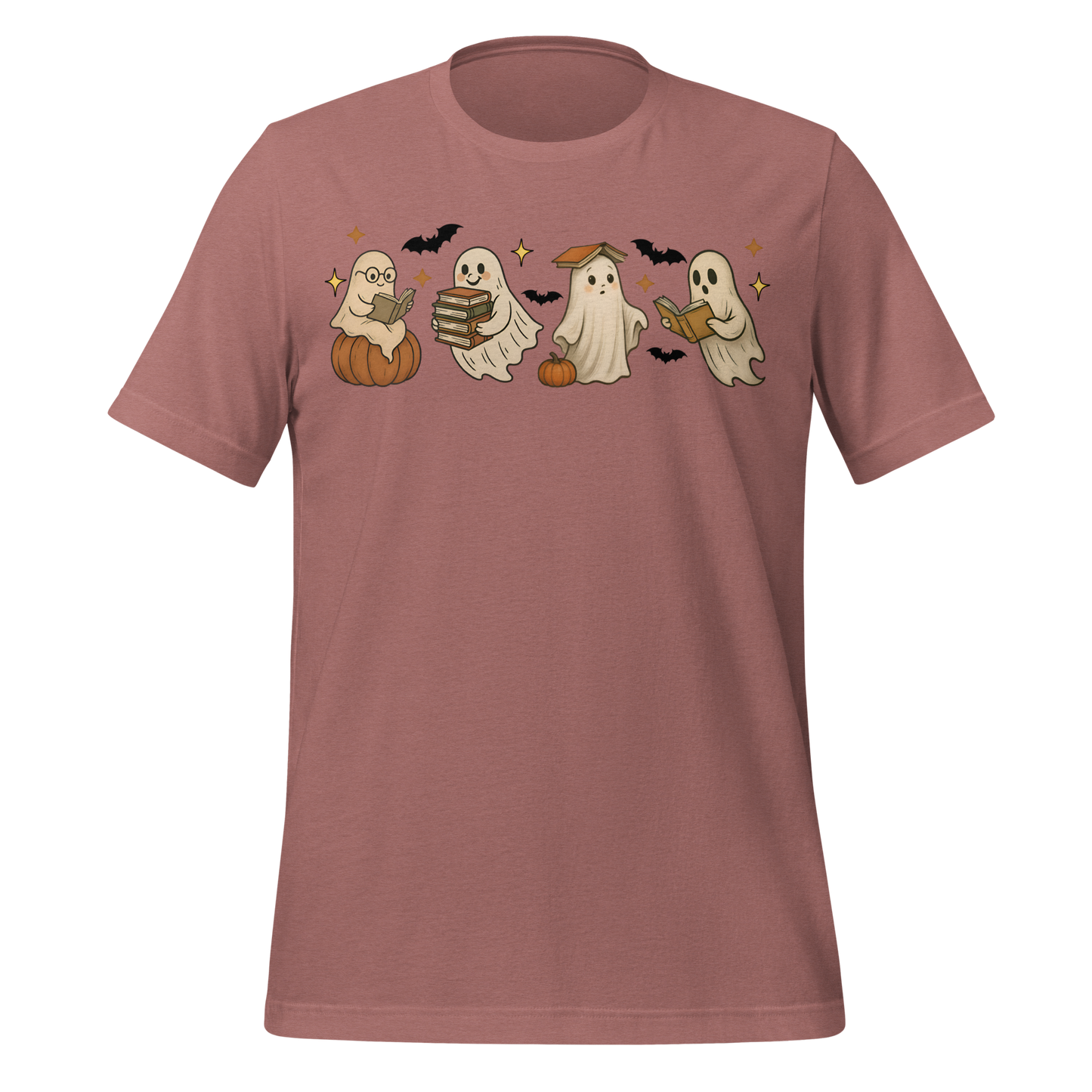 Spooky Season Ghost Reading Books Pattern Cute Tee - MagicMerchEmporium