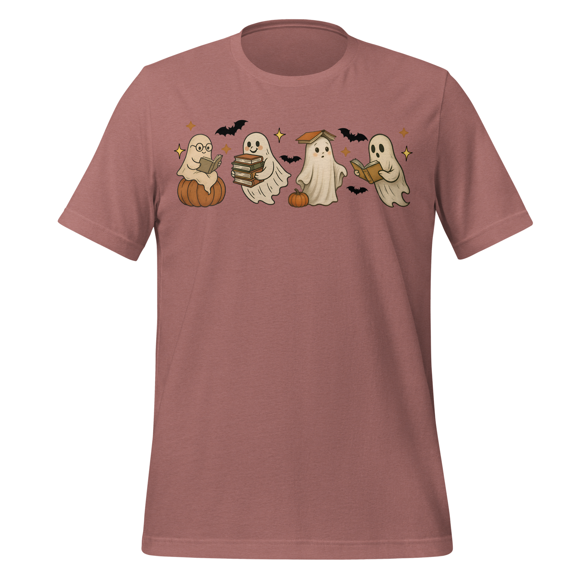 Spooky Season Ghost Reading Books Pattern Cute Tee - MagicMerchEmporium