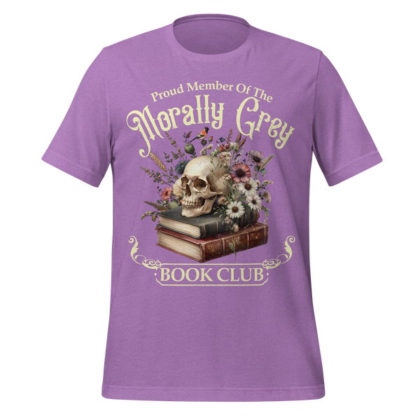 Morally Grey Book Club Tee in Heather Team Purple