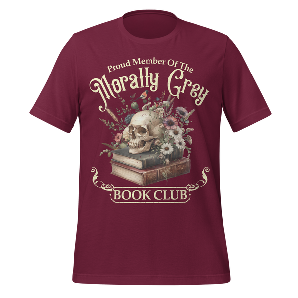 Morally Grey Book Club Tee in Maroon