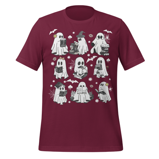 Spooky Cute Ghosts Reading Books Tee - MagicMerchEmporium