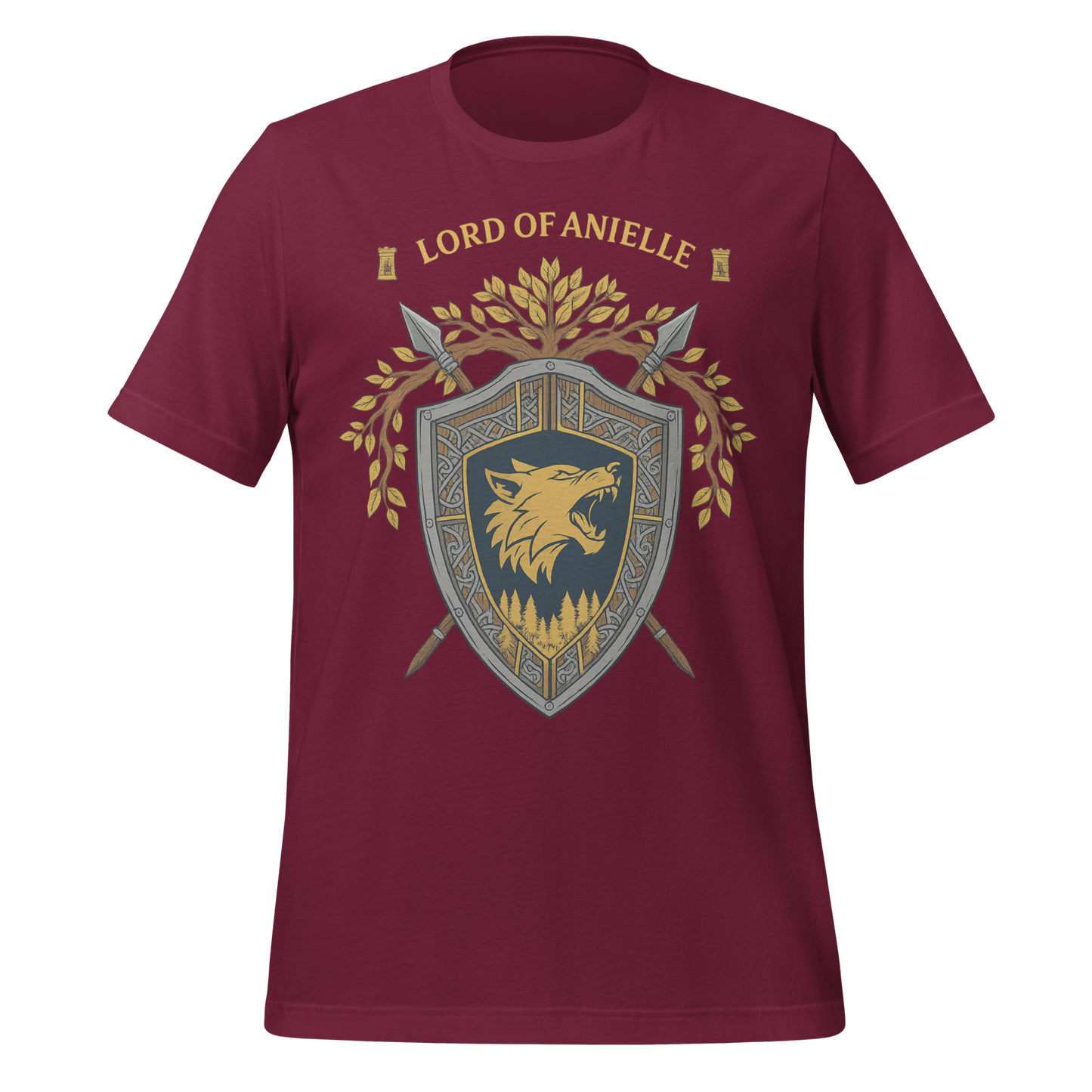 Lord Of Anielle Wolf Crest Shield Design Graphic Tee - MagicMerchEmporium