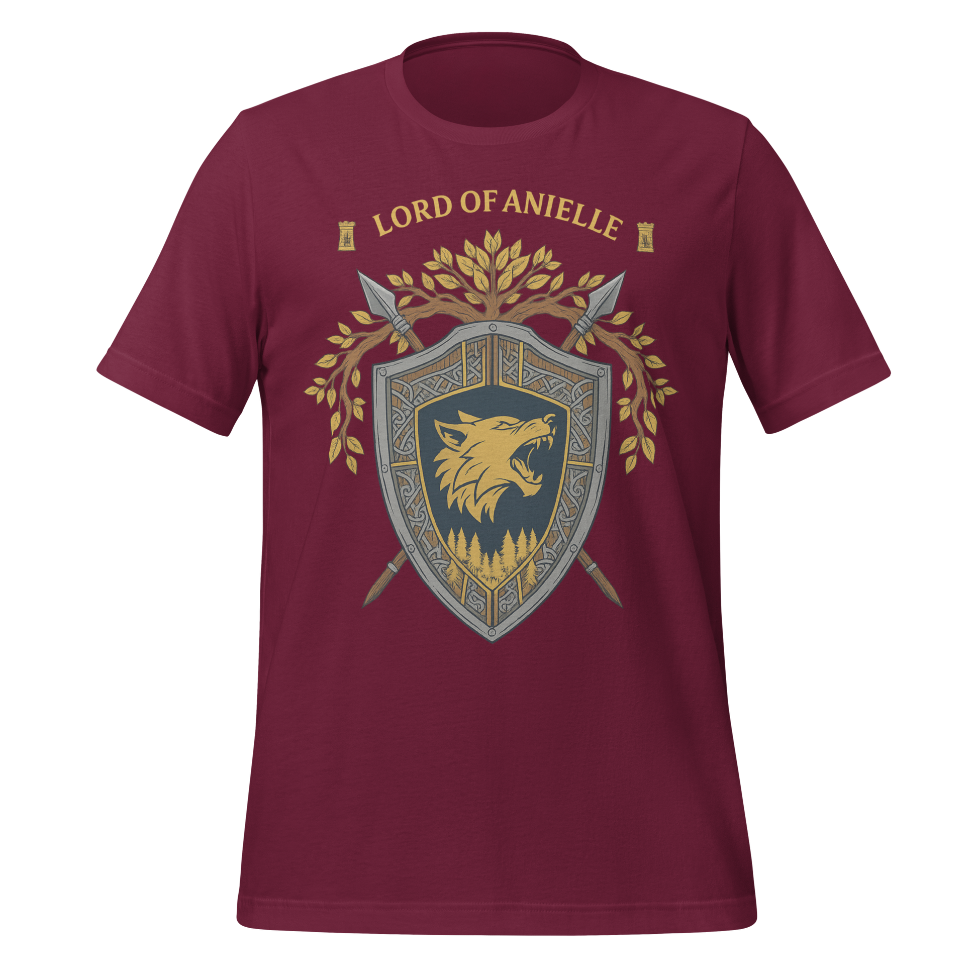 Lord Of Anielle Wolf Crest Shield Design Graphic Tee - MagicMerchEmporium