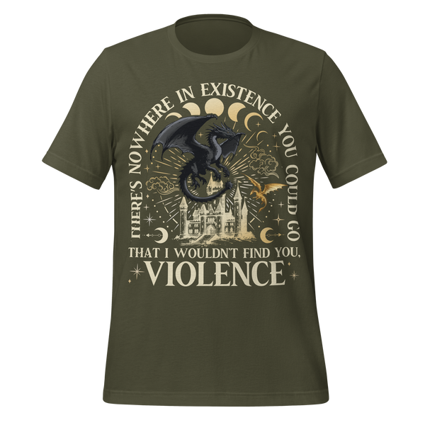 Violence Dragon Rider Iron Flame Quote Tee in Military Green