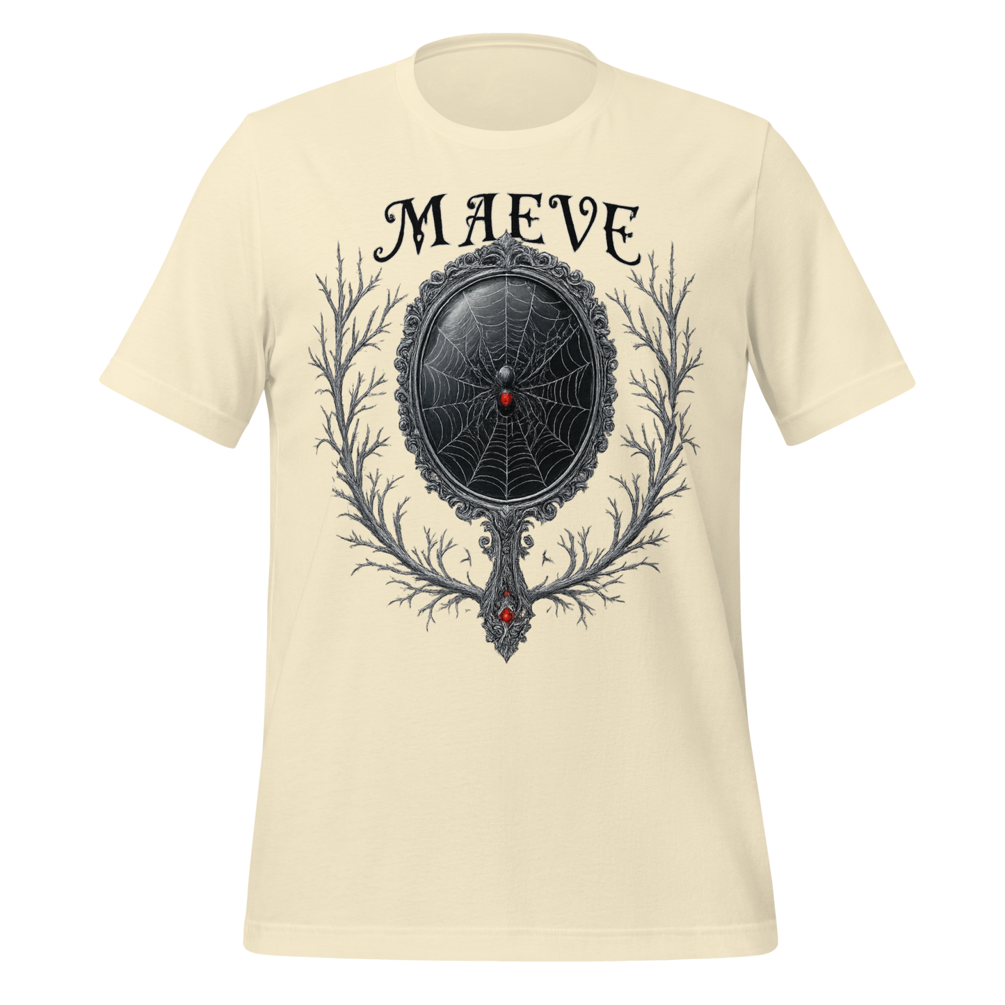 Maeve Name Design with Spider Mirror Art Spooky Tee