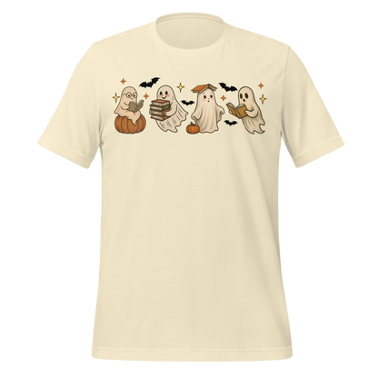 Spooky Season Ghost Reading Books Pattern Cute Tee - MagicMerchEmporium