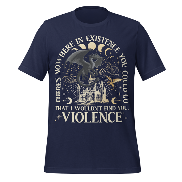 Violence Dragon Rider Iron Flame Quote Tee in Navy