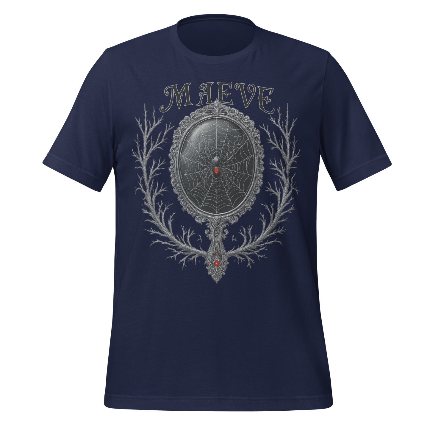 Maeve Name Design with Spider Mirror Art Spooky Tee