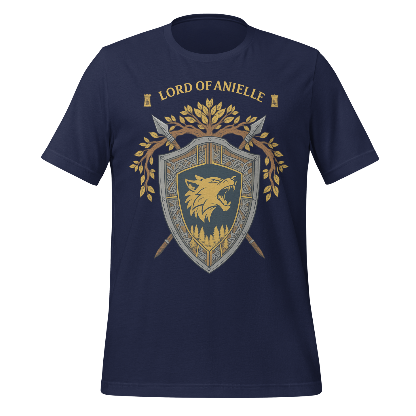 Lord Of Anielle Wolf Crest Shield Design Graphic Tee - MagicMerchEmporium
