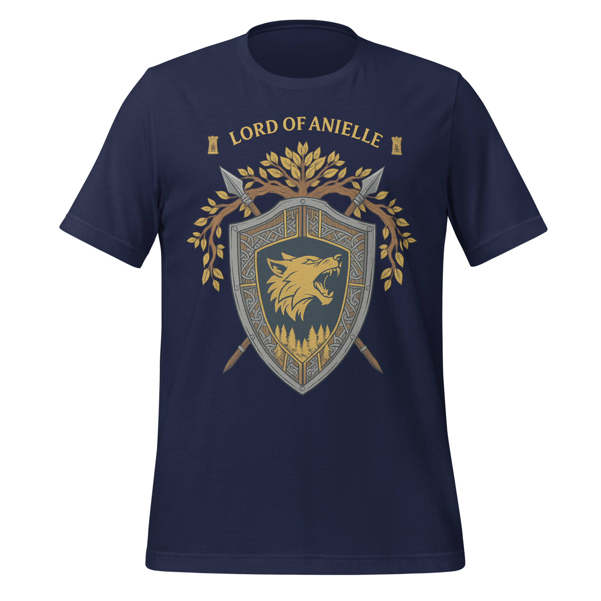 Lord Of Anielle Wolf Crest Shield Design Graphic Tee - MagicMerchEmporium