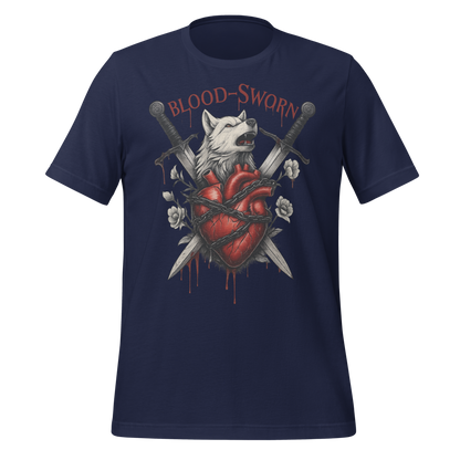 Blood-Sworn Wolf Swords Anatomical Heart Graphic Design Tee - MagicMerchEmporium