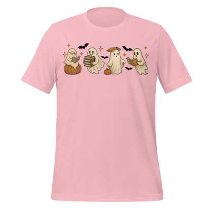 Spooky Season Ghost Reading Books Pattern Cute Tee - MagicMerchEmporium