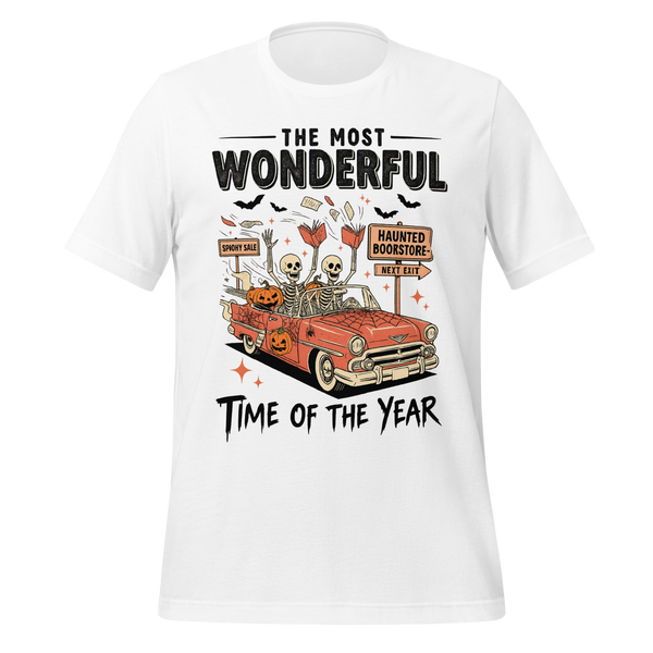 Bookish Haunted Bookstore Tee in White