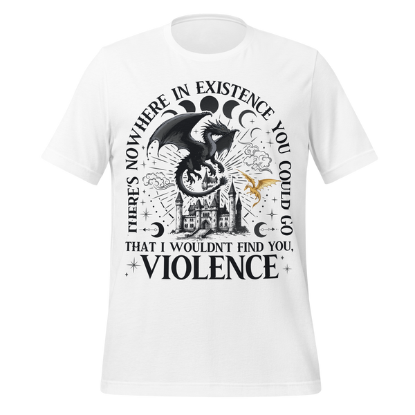 Violence Dragon Rider Iron Flame Quote Tee in White