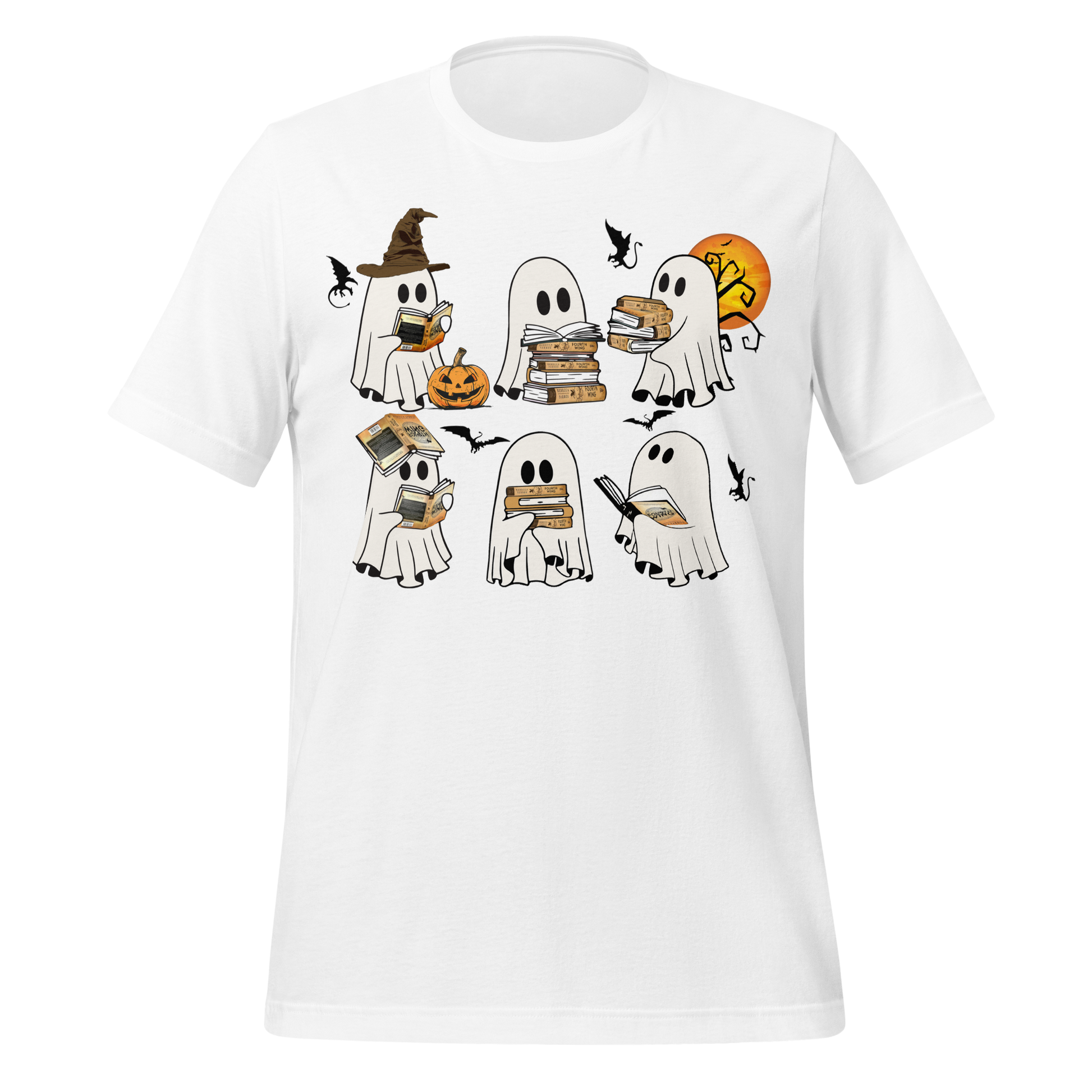 Fourth Wing Ghosts Reading Books Tee - MagicMerchEmporium