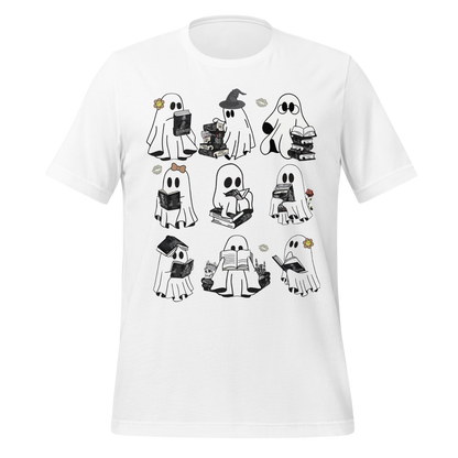 Spooky Reading Ghosts With Books Halloween Illustration Tee - MagicMerchEmporium